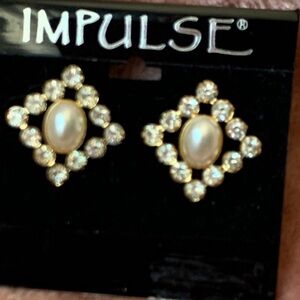 IMPulse Gold and Crystal Pearl Earrings